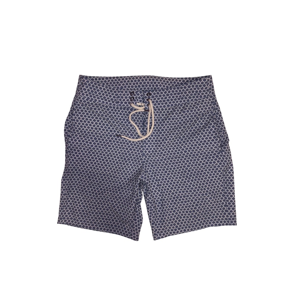 FAHERTY Board Shorts Mens 28 Blue Fish Scale Batik MSC0005 Swim Trunks